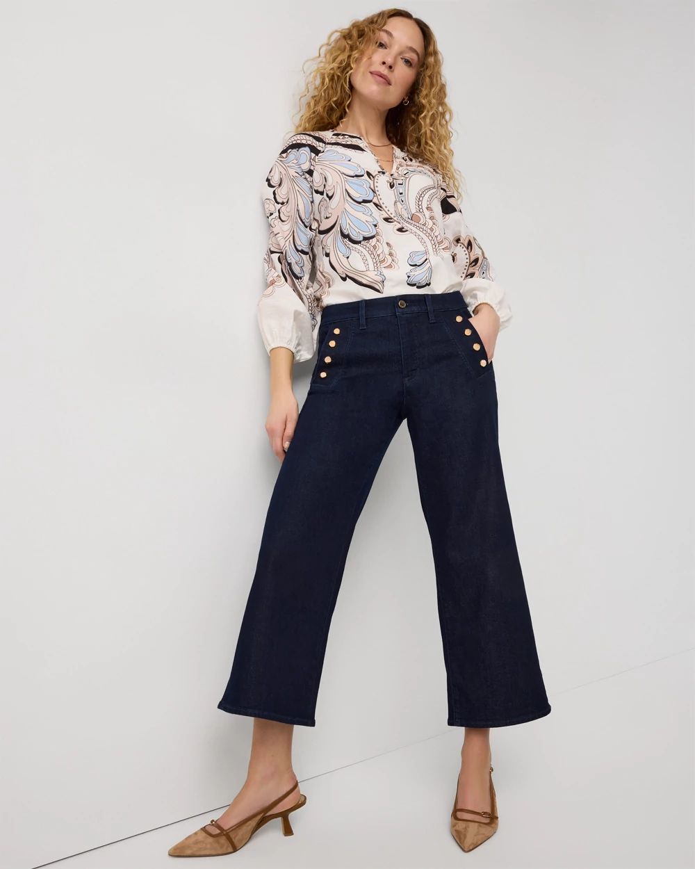 High Rise Wide Leg Cropped Mariner Jean