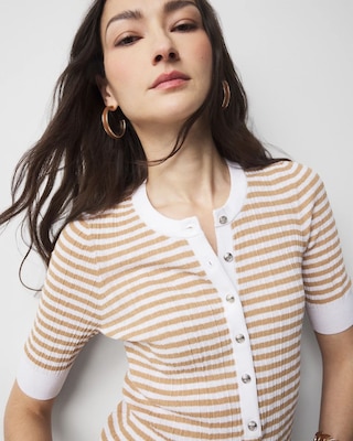 Elbow-Sleeve Henley Sweater click to view larger image.