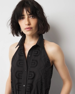 Cotton Eyelet Asymmetric Dress click to view larger image.