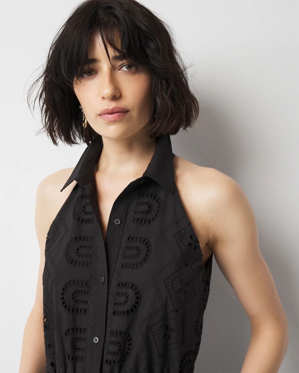 Cotton Eyelet Asymmetric Dress