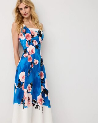 Square Neck Poplin Midi Dress click to view larger image.