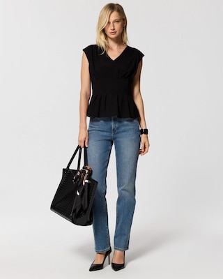 Ponte Peplum V-neck Top click to view larger image.