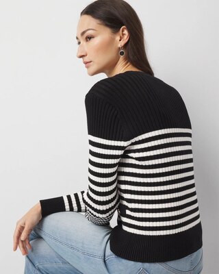 Striped Ribbed Cardigan click to view larger image.