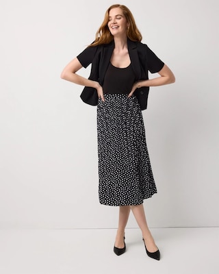 Pleated Crepe Midi Skirt