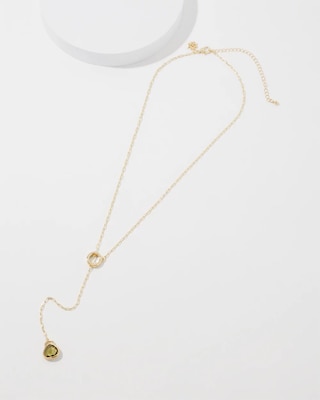 Olive + Gold Y Necklace click to view larger image.