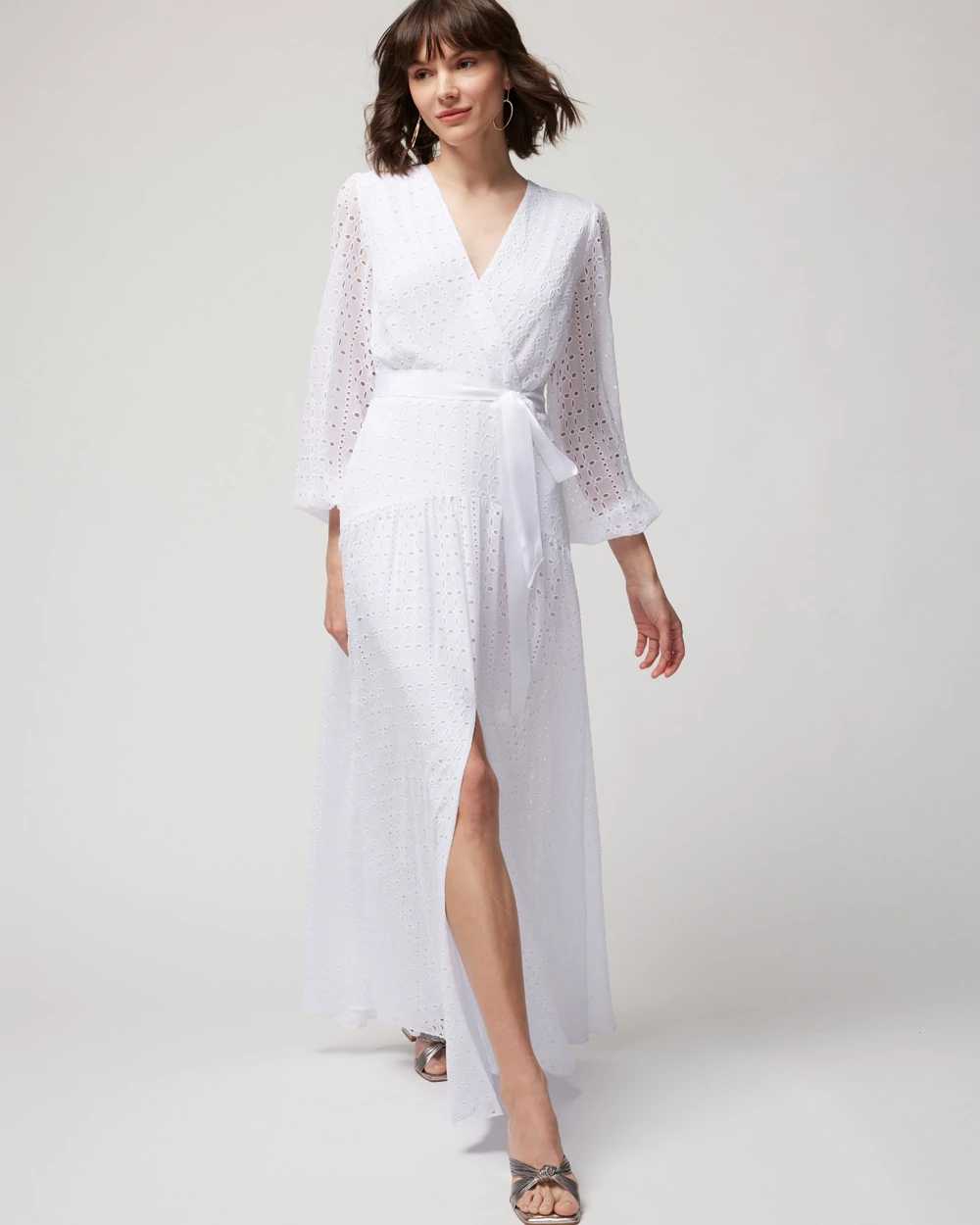 White long hotsell sleeve eyelet dress