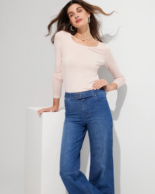 Outlet WHBM Long-Sleeve Scoop-Neck Tee