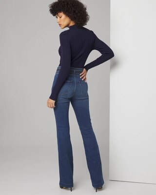 Extra High-Rise Everyday Soft Denim™ Belted Trapunto Flare Jeans click to view larger image.