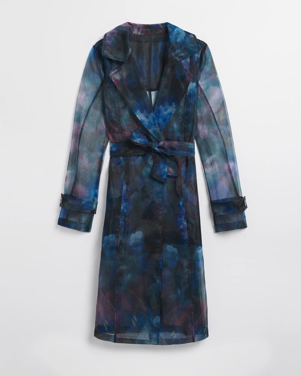 Printed Organza Trench Coat
