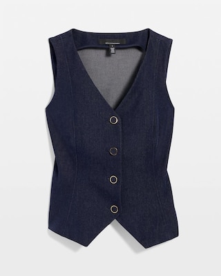Denim-Look Four-Button Vest click to view larger image.