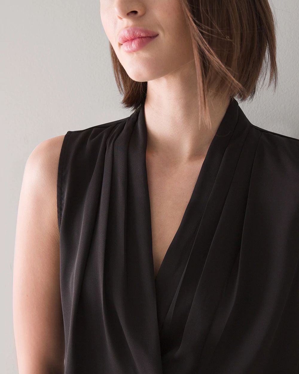 Pleated V-Neck Shell