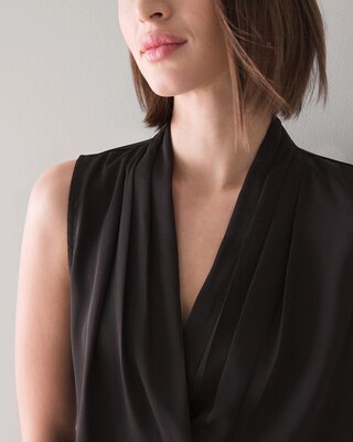 Pleated V-Neck Shell