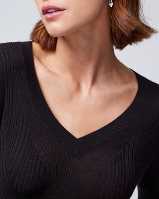 Long Sleeve Cashmere Blend V-Neck Top