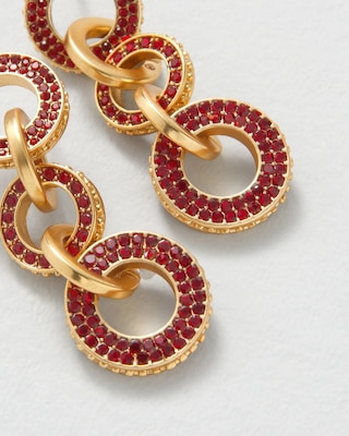 Goldtone & Red Rings Drop Earrings click to view larger image.