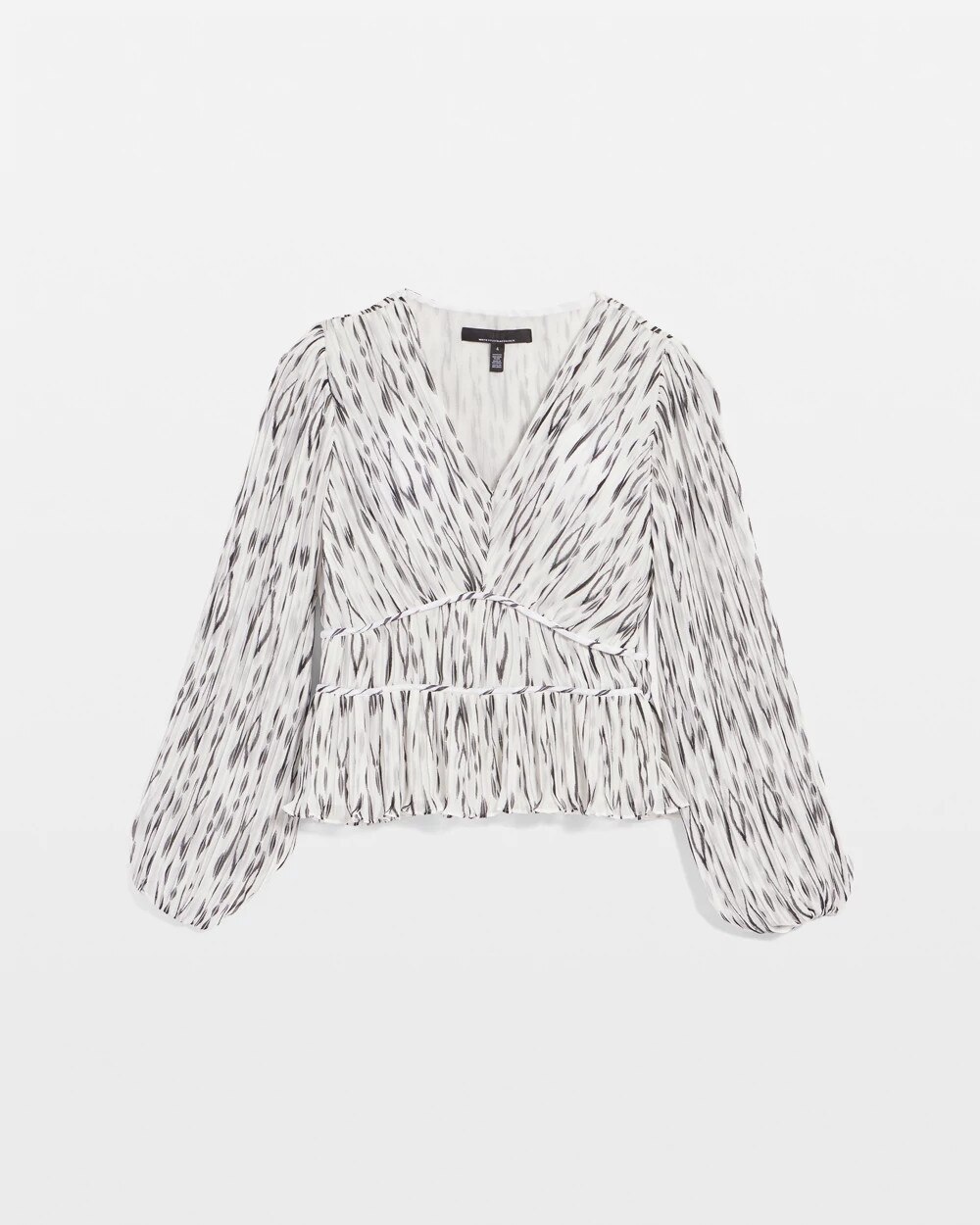 Ikat Pleated Peplum Blouse