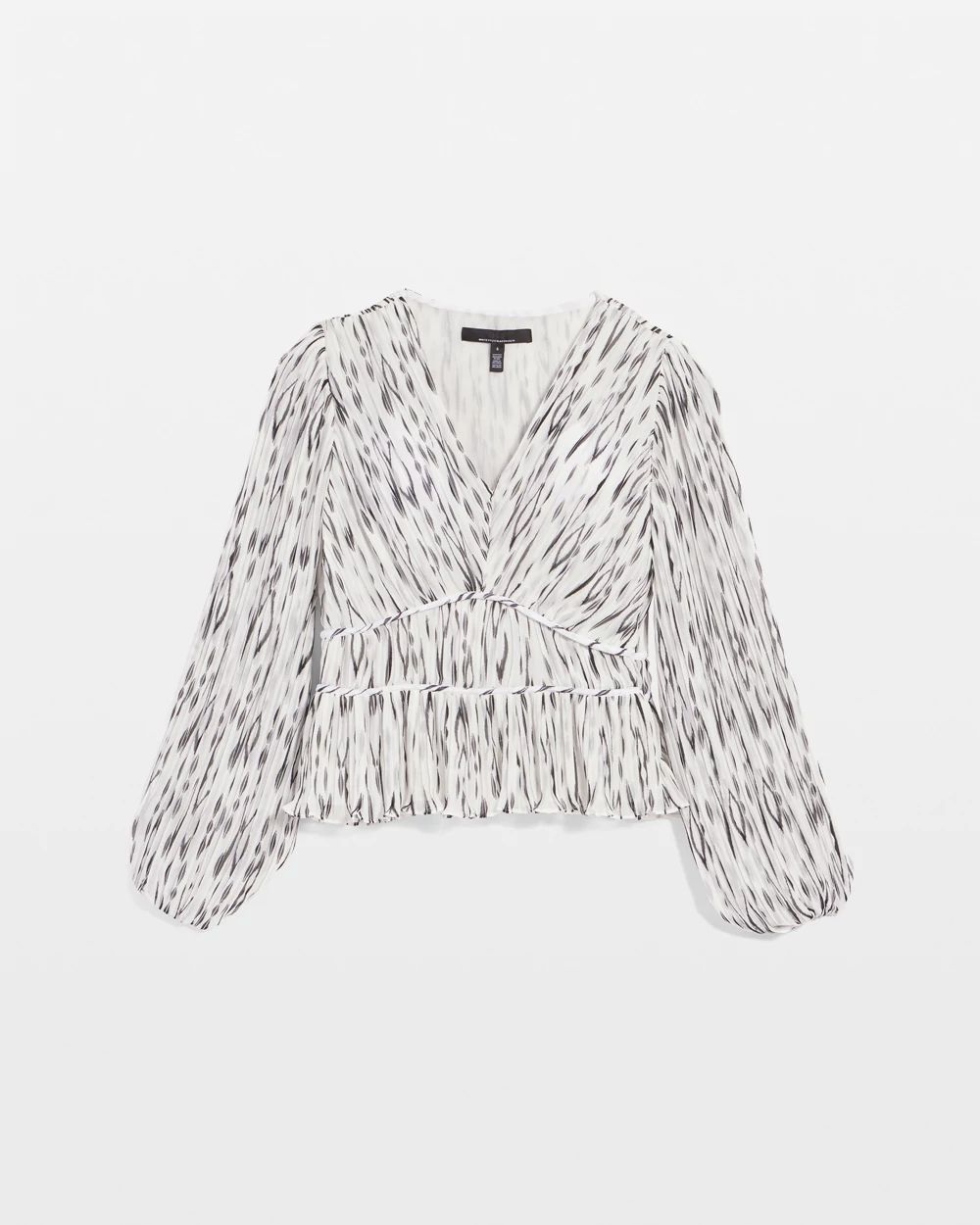 Petite Ikat Pleated Peplum Blouse