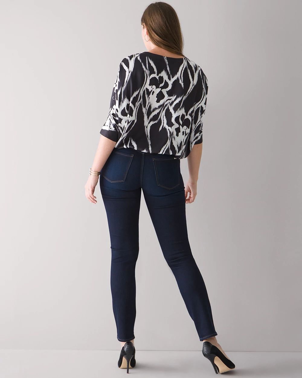 Curvy-Fit High-Rise Cashmere Denim Slim Jeans