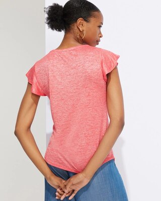 Outlet WHBM Notch-Neck Ruffle-Sleeve Tee