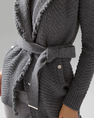 Fringe Shawl Sweater Coat click to view larger image.
