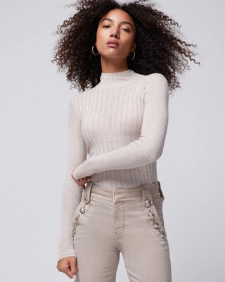 Long Sleeve Cashmere Blend Mockneck