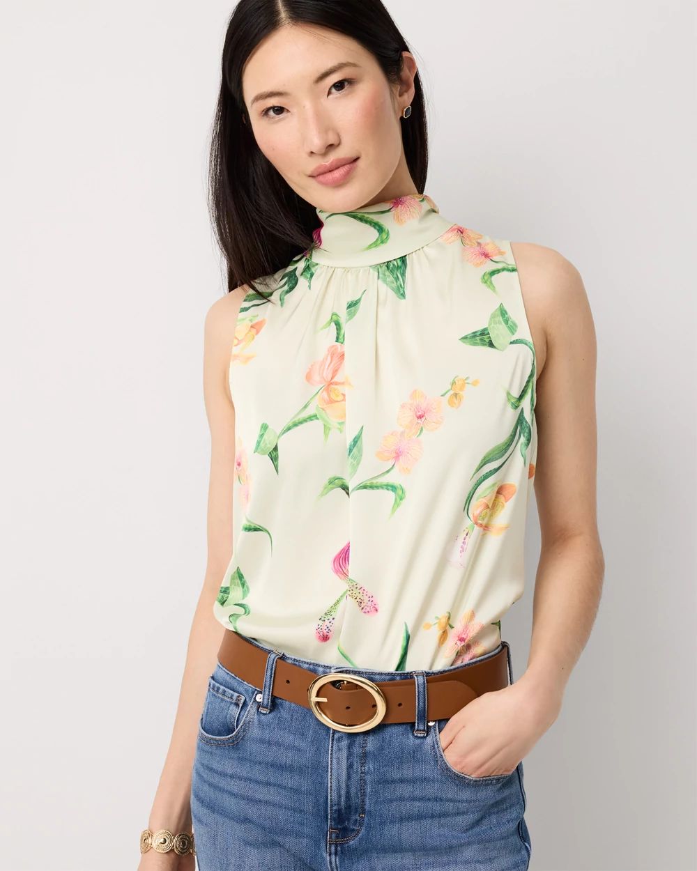 Bow Back Satin Halter Blouse