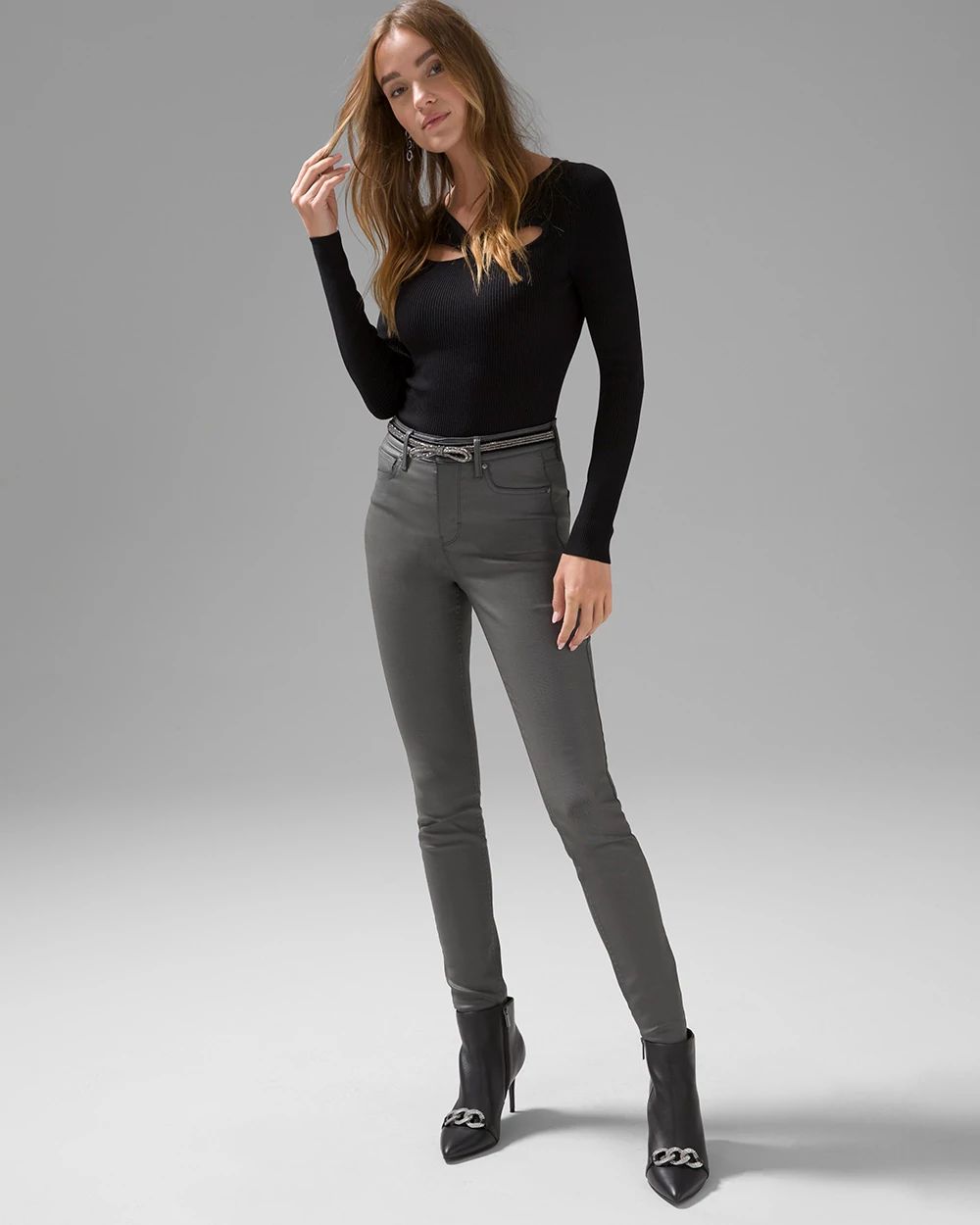 High-Rise Coated Skinny Jeans