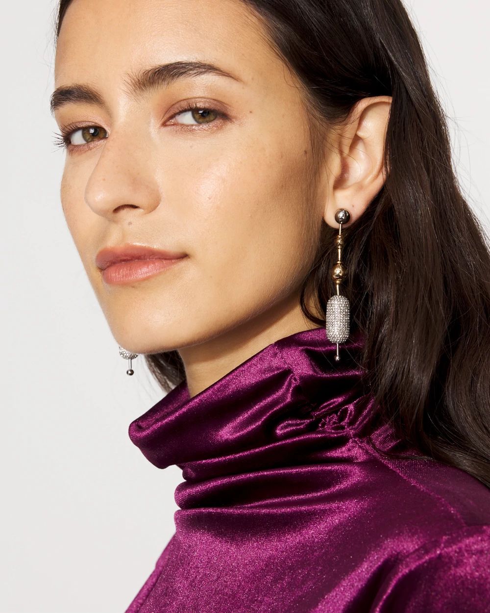 Ball Chain + Pavé Earrings