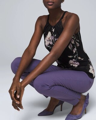 Abstract Floral-Print Sleeveless Top