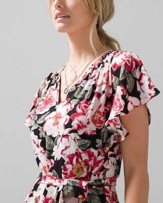 Floral Godet Pleat Dress click to view larger image.