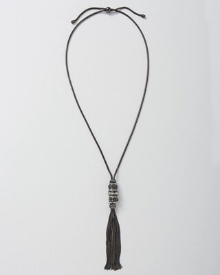 Hematite Rings Adjustable Tassel Necklace