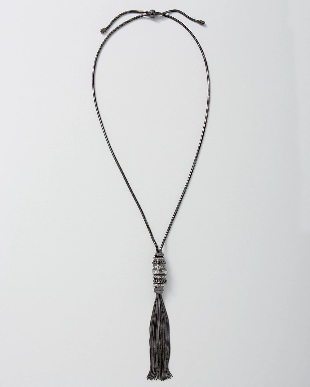 Hematite Rings Adjustable Tassel Necklace