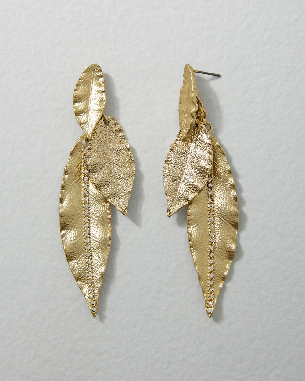 Goldtone Linear Leaf Earrings click to view larger image.