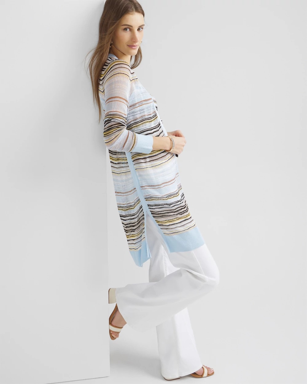 Belted Striped Cardigan