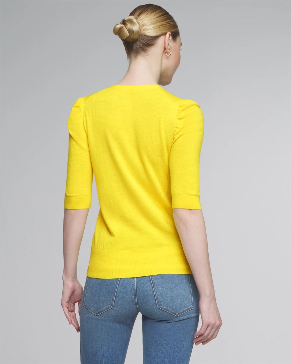 Cashmere Blend Puff Sleeve Sweater