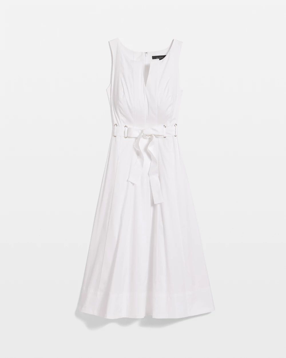 Poplin Notch V-neck Midi Dress click to view larger image.