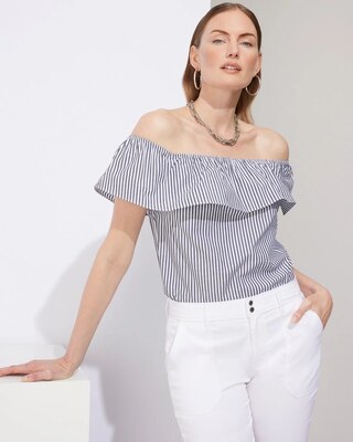 Outlet WHBM Striped Off-The-Shoulder Blouse