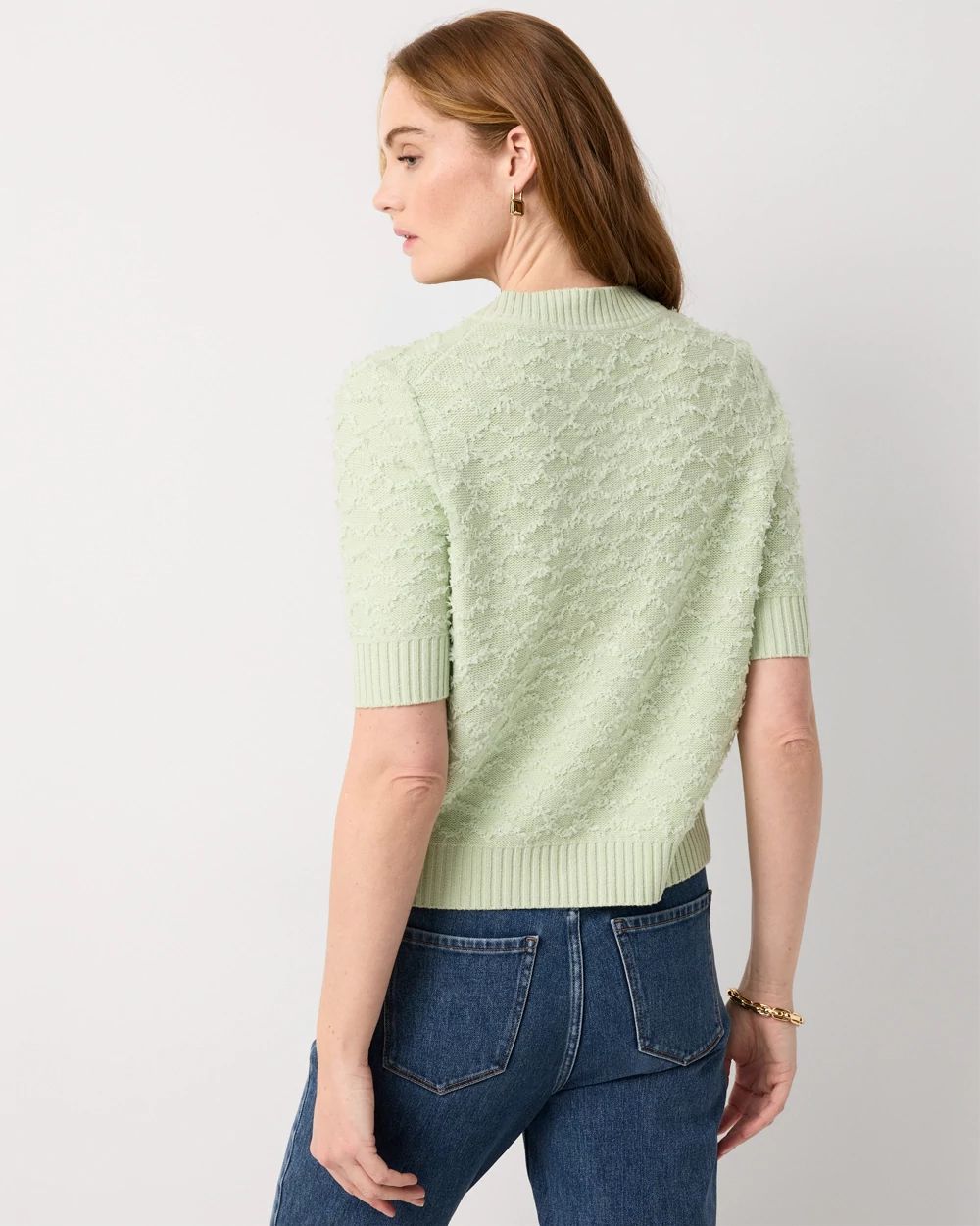 Petite Bouclé Elbow Sleeve Cardigan