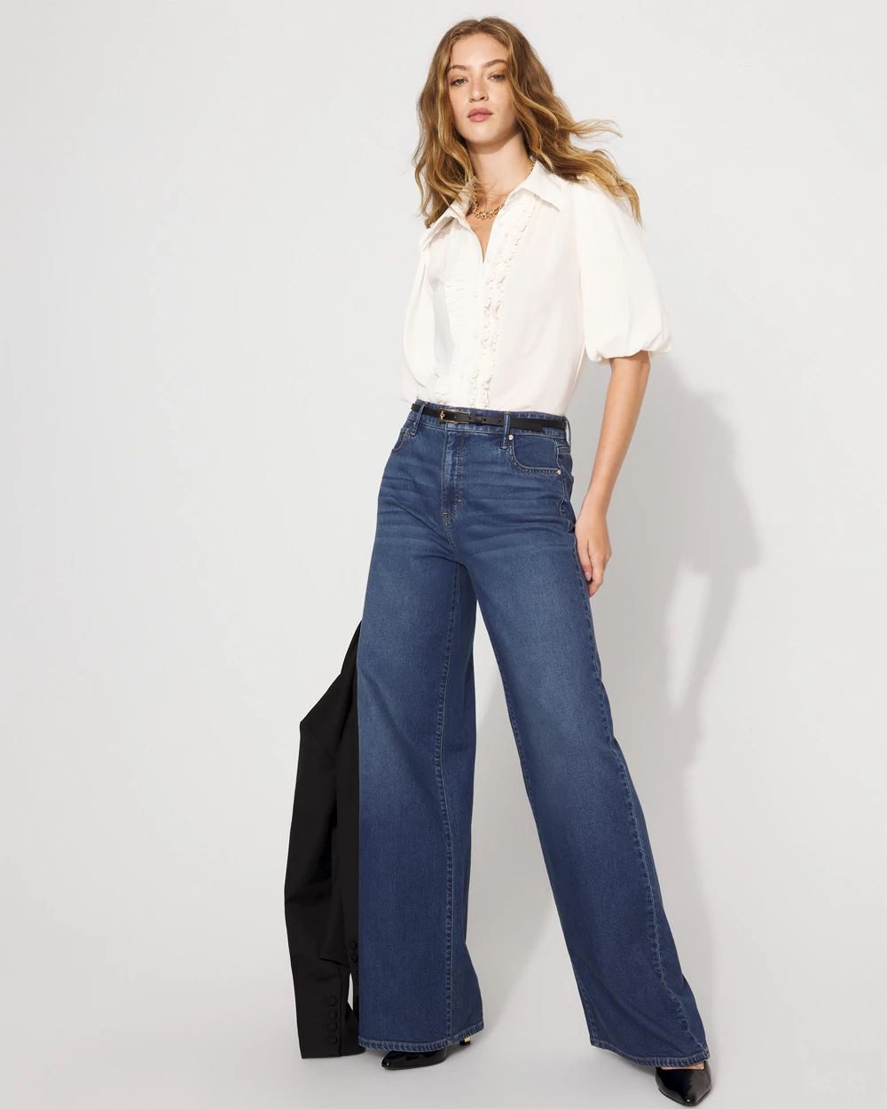 Puff Sleeve Ruffle Shirt click to view larger image.