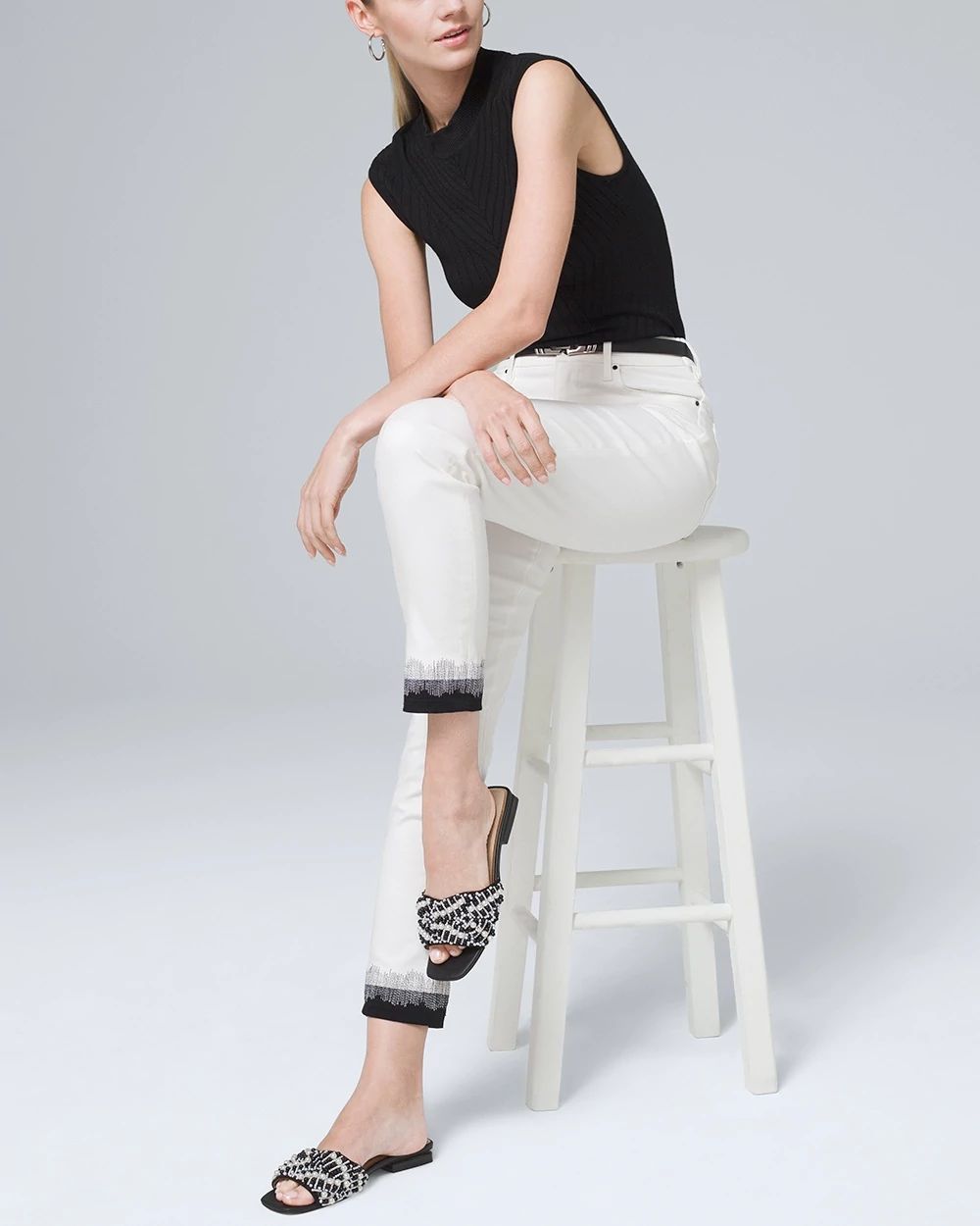 High-Rise Stitch Cuff Slim Crop Jeans