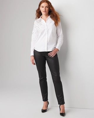 High-Rise Straight Coated Denim Jeans