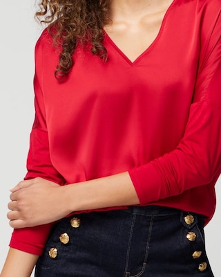 Woven Front Long Sleeve Tee
