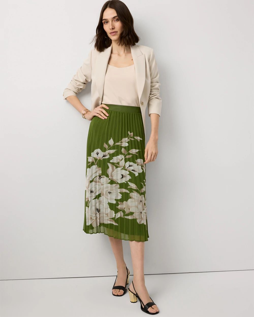 Pleated Chiffon Midi Skirt