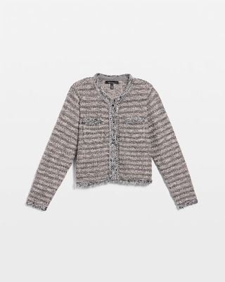 Chain-Trim Tweed Sweater Jacket click to view larger image.