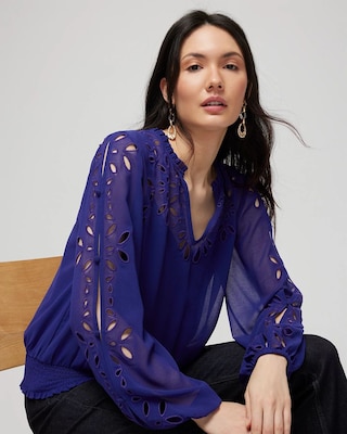 Chiffon Eyelet Blouse
