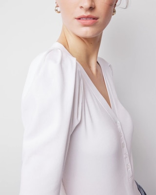 WHBM FORME™ Ribbed Stretch Henley Top click to view larger image.