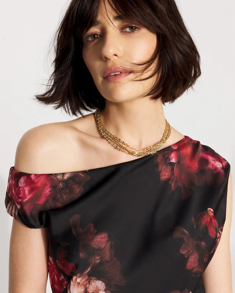 Petite Satin Blouse Sheath Dress