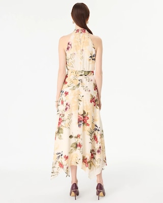 Handkerchief Hem Chiffon Halter Midi Dress click to view larger image.