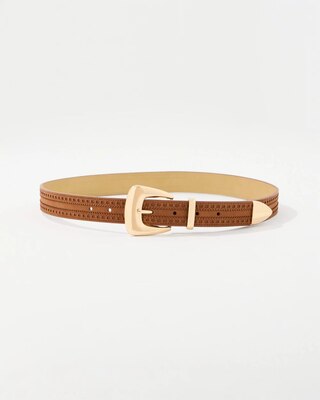 Brogue Detail Faux Suede Denim Belt click to view larger image.