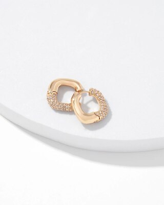 Gold + Pave Square Hoop Earrings click to view larger image.