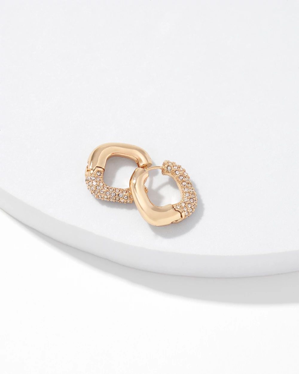 Gold + Pave Square Hoop Earrings click to view larger image.